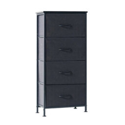4 Drawer Small Fabric Dresser With Sturdy Steel Frame And Storage Chest Bedroom Black - thumbnail 1