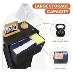 4 Drawer Small Fabric Dresser With Sturdy Steel Frame And Storage Chest Bedroom Black - thumbnail 3