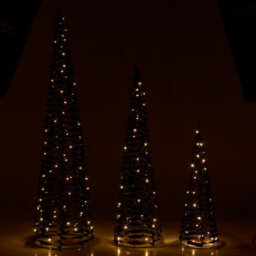 Urbn-Living Urbnliving 40/60/80Cm Height Black Christmas Tree Cone Pyramid Led Fairy Lights Tower Xmas Home Decoration Set Of 3 - thumbnail 8