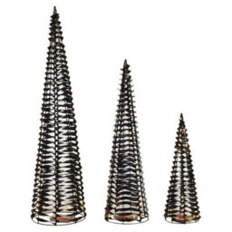 Urbn-Living Urbnliving 40/60/80Cm Height Black Christmas Tree Cone Pyramid Led Fairy Lights Tower Xmas Home Decoration Set Of 3 - thumbnail 7