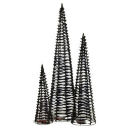 Urbn-Living Urbnliving 40/60/80Cm Height Black Christmas Tree Cone Pyramid Led Fairy Lights Tower Xmas Home Decoration Set Of 3 - thumbnail 2
