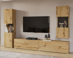 Arte Ava 10 Oak Artisan Entertainment Unit - W1800mm X H300mm X D350mm - Chic Media Storage Solution