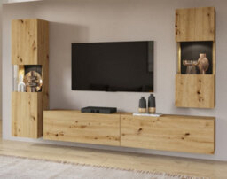 Arte Ava 10 Oak Artisan Entertainment Unit - W1800mm X H300mm X D350mm - Chic Media Storage Solution - thumbnail 2