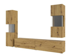 Arte Ava 10 Oak Artisan Entertainment Unit - W1800mm X H300mm X D350mm - Chic Media Storage Solution - thumbnail 3