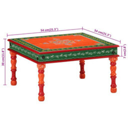 Berkfield Coffee Table Orange Hand Painted Solid Wood Mango - thumbnail 7