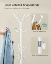 LEDREM Coat Rack, Metal Coat Tree, Freestanding Organizer For Clothes, Bags, Hats, 175 Cm Tall, 16 Hooks, For Entryway, Living Room - thumbnail 4