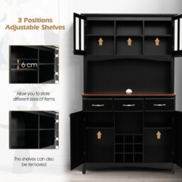Costway Kitchen Storage Cabinet Freestanding Buffet Cupboard Sideboard Adjustable Shelf - thumbnail 6