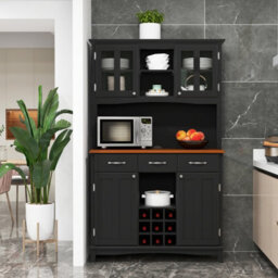 Costway Kitchen Storage Cabinet Freestanding Buffet Cupboard Sideboard Adjustable Shelf - thumbnail 4