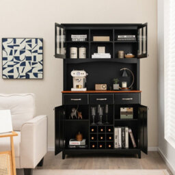 Costway Kitchen Storage Cabinet Freestanding Buffet Cupboard Sideboard Adjustable Shelf - thumbnail 5