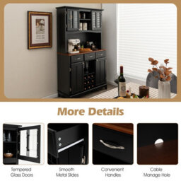 Costway Kitchen Storage Cabinet Freestanding Buffet Cupboard Sideboard Adjustable Shelf - thumbnail 9