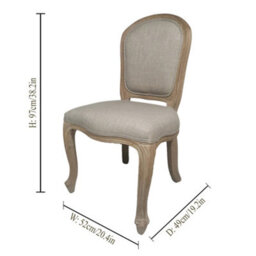 Dibor Set Of 2 Rustic Vintage Loire Linen Solid Wood Frame Home Furniture Dining Chairs - thumbnail 2