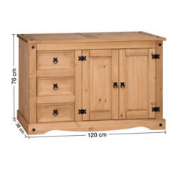 Mercers Furniture Corona 2 Door 3 Drawer Low Sideboard Solid Wood Pine Wooden With Mexican Styling - thumbnail 4
