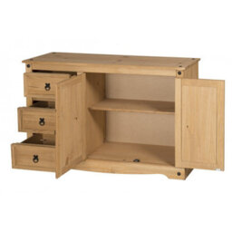 Mercers Furniture Corona 2 Door 3 Drawer Low Sideboard Solid Wood Pine Wooden With Mexican Styling - thumbnail 2