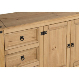 Mercers Furniture Corona 2 Door 3 Drawer Low Sideboard Solid Wood Pine Wooden With Mexican Styling - thumbnail 3