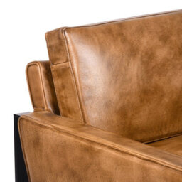 Genuine Leather Armchair With Metal Frame Modern Industrial Accent Chair For Home Accessories Brown Leather Finish - thumbnail 6