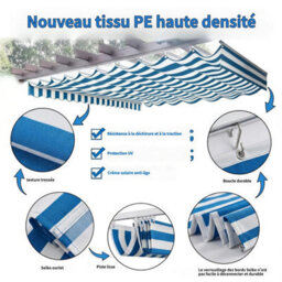 Blue 200X300Cm Rectangular Shade Sail Waterproof Uv Resistant - thumbnail 3
