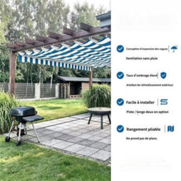 Blue 200X300Cm Rectangular Shade Sail Waterproof Uv Resistant - thumbnail 4