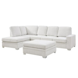 Home Detail Alana Left-Hand Facing Corner Sofa With Footstool, Cream Linen - thumbnail 2
