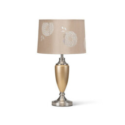 Lighting Supermarket Malham Large Classic Ceramic Table Lamp With Lacy Bloom Stencil Shade - Champagne Gold And Satin Silver - thumbnail 1