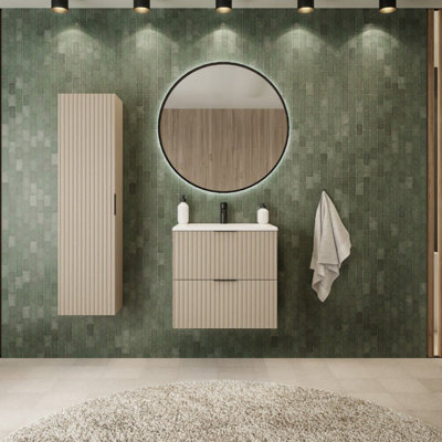 Heze Furniture Flow 2 Drawer Bathroom Vanity Cabinet Vanity Unit With Basin 60Cm - Cashmere - image 1