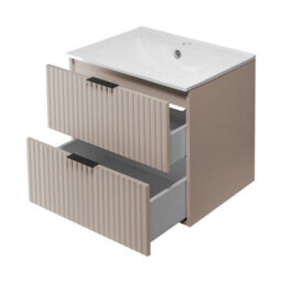 Heze Furniture Flow 2 Drawer Bathroom Vanity Cabinet Vanity Unit With Basin 60Cm - Cashmere - thumbnail 4
