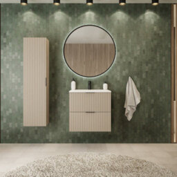 Heze Furniture Flow 2 Drawer Bathroom Vanity Cabinet Vanity Unit With Basin 60Cm - Cashmere - thumbnail 1