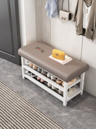 Hygrad Built to Survive Metal Shoe Bench With Storage Shelf Upholstered Entryway Seat With Adjustable Feet,compact Hallway Organizer Furniture White 120Cm - thumbnail 3