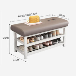 Hygrad Built to Survive Metal Shoe Bench With Storage Shelf Upholstered Entryway Seat With Adjustable Feet,compact Hallway Organizer Furniture White 120Cm - thumbnail 4