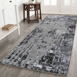 Smart Living Modern Soft Carved Area Rug, Living Room Carpet, Kitchen Floor, Bedroom Soft Rugs 80Cmx150Cm - Serenity (211 Black) - thumbnail 2