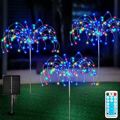 Fansir Solar Garden Lights Outdoor 3 Pcs With Remote Control 8 Modes 120 Leds Waterproof Lamp Lawn Backyard Flower Boxes Pathway