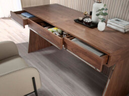 Elegant Walnut Desk With 3 Drawers - Modern Design By Angel Cerda - thumbnail 4