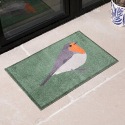 Artsy Doormats Green Robin Indoor Washable Doormat - thumbnail 1