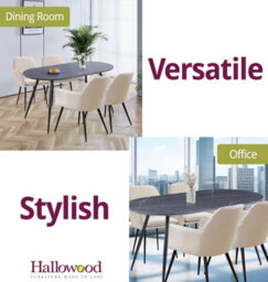 Hallowood Furniture Cullompton Large 160Cm Oval Table, Grey Marble Effect Top, With 4 Beige Fabric Arm Chairs - thumbnail 6