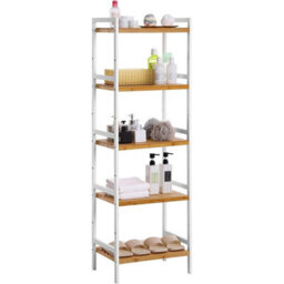 Songmics Bamboo Shelf, Kitchen Shelf, Bathroom Shelf, Bookshelf, Stand Shelf With 5 Shelves 45 X 31.5 X 142 Cm, Ideal For Bathroom, Kitchen - thumbnail 7