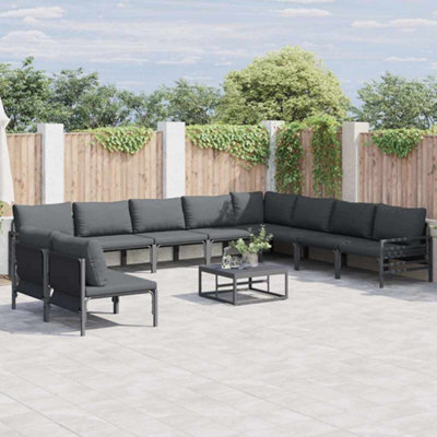 Berkfield Garden Sofa Set 10 Pcs Anthracite Steel - image 1