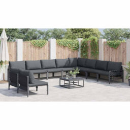 Berkfield Garden Sofa Set 10 Pcs Anthracite Steel - thumbnail 4