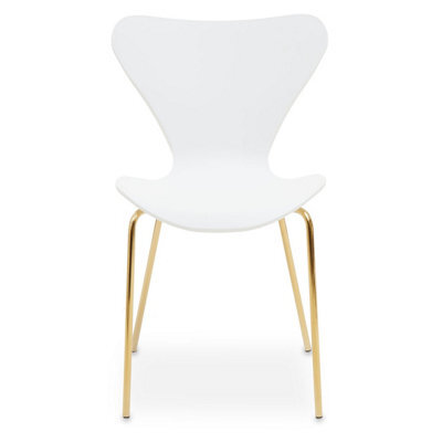 Orsina Comfortable Dining Chair With White Seat And Gold Chrome Legs, Elegant Chair For Table, Modern Dining Chair - image 1