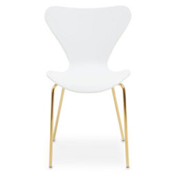 Orsina Comfortable Dining Chair With White Seat And Gold Chrome Legs, Elegant Chair For Table, Modern Dining Chair