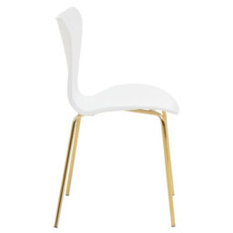 Orsina Comfortable Dining Chair With White Seat And Gold Chrome Legs, Elegant Chair For Table, Modern Dining Chair - thumbnail 3
