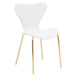 Orsina Comfortable Dining Chair With White Seat And Gold Chrome Legs, Elegant Chair For Table, Modern Dining Chair - thumbnail 2