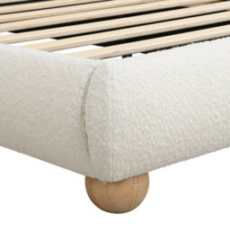 Abrihome Upholstered Bed, 3Ft Single Bed 90X190Cm, Sturdy Bed Slats, Comfortable Soft Bed, Velvet + Mdf+Plywood, Beige - thumbnail 9