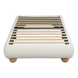 Abrihome Upholstered Bed, 3Ft Single Bed 90X190Cm, Sturdy Bed Slats, Comfortable Soft Bed, Velvet + Mdf+Plywood, Beige - thumbnail 7