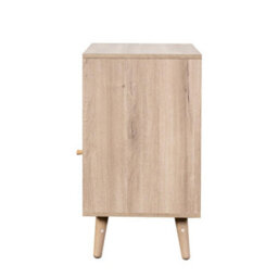 Willow Oak & Rattan 1 Door Bedside Table Nightstand Chest Bedroom Storage Furniture - thumbnail 8