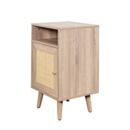 Willow Oak & Rattan 1 Door Bedside Table Nightstand Chest Bedroom Storage Furniture - thumbnail 9