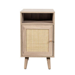 Willow Oak & Rattan 1 Door Bedside Table Nightstand Chest Bedroom Storage Furniture - thumbnail 6