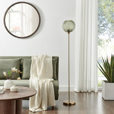 Furniturebox Uk Nadine Green Glass Globe Standing Floor Lamp - image 1