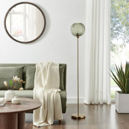 Furniturebox Uk Nadine Green Glass Globe Standing Floor Lamp - thumbnail 1