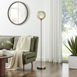 Furniturebox Uk Nadine Green Glass Globe Standing Floor Lamp - thumbnail 2
