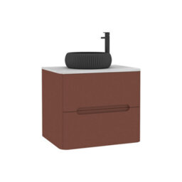 Royal Bathrooms Venice 600mm Terracotta Clay Wall Mounted Bathroom Countertop Vanity Unit 2 Drawer With Milan Black Basin - thumbnail 7