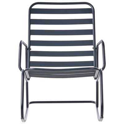 Wyld And Coco Luxegarden Black Aluminium Rocking Chair - Slatted Outdoor Modern Design - image 1
